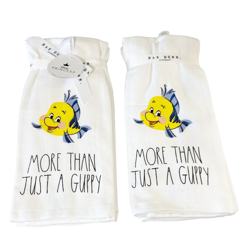 NEW Rae Dunn/Disney MORE THAN JUST A GUPPY The Little Mermaid Kitchen Towel Set